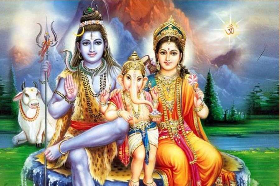 Shiva, Parvati and Ganesha with Vahanas | Lord shiva, Shiva art, Shiva  parvati images