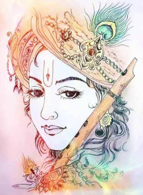 Download Graphic Sketch Of Lord Krishna Ji Wallpaper | Wallpapers.com