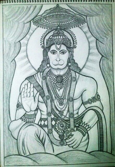 Sketch of indian powerful and strong god lord hanuman or aanjaneya wall  mural • murals hindu, art, culture | myloview.com