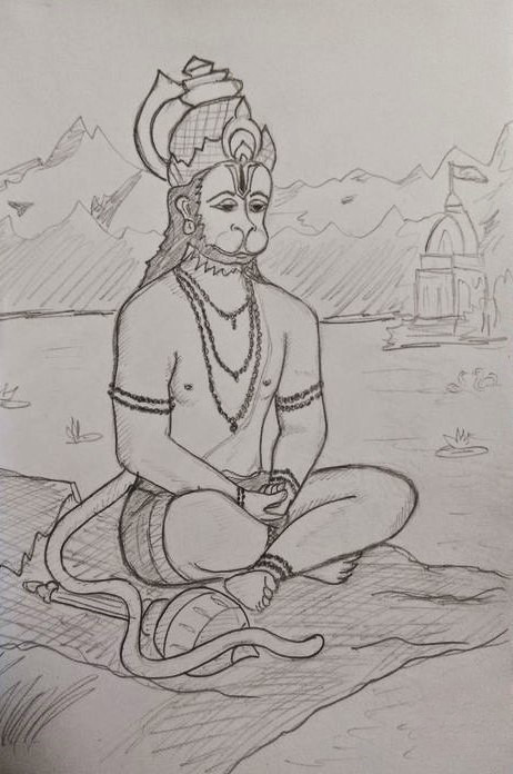 Lord Hanuman Drawing Tutorial | Easy Lord Hanuman Drawing for Beginners |  Vivek Art Academy - YouTube