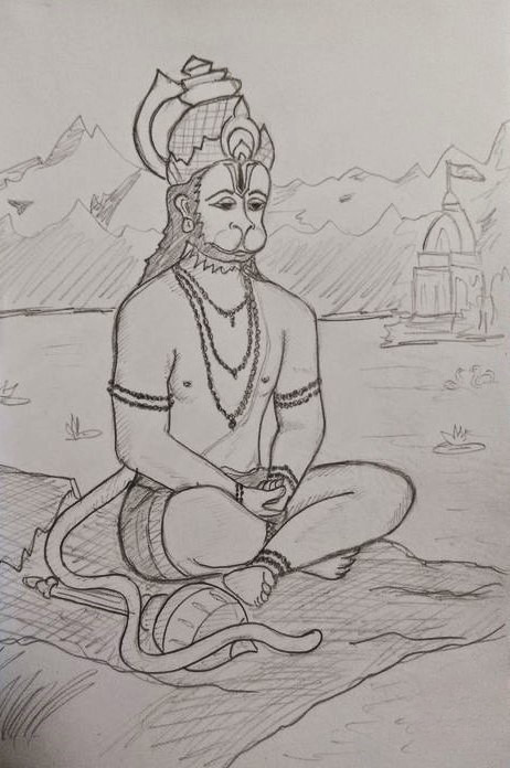 A sketch of the Rambhakta aspect of Lord Hanuman I made  rhinduism