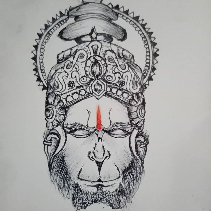 Sketch of indian powerful and strong god lord hanuman or aanjaneya wall  mural • murals hindu, art, culture | myloview.com