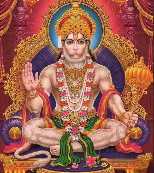 Realistic art sharp image of Lord Hanuman with a muscular body doing  meditation