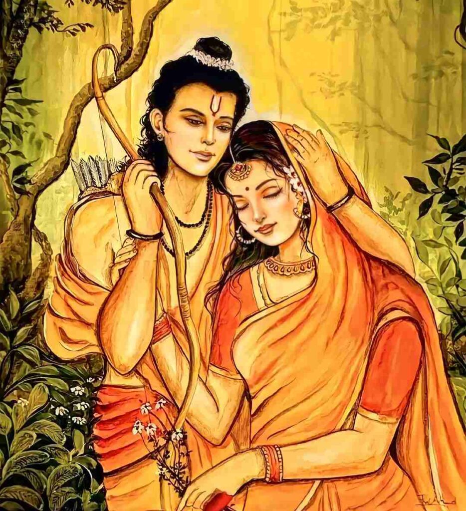 Download Jai Shri Ram Rama Looking At Rama Sita Head Wallpaper | Wallpapers .com